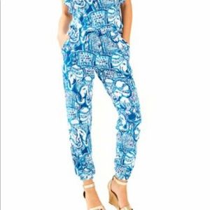 Lillly Pulitzer blue strapless jumpsuit